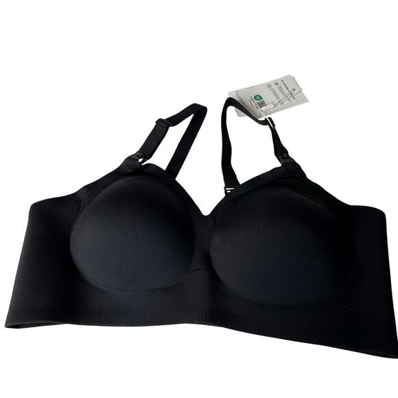 Momcozy Seamless Wireless Nursing Bra Black Removable Pads NWT Size Large - Picture 2 of 10